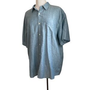 Faherty Men's Blue Short Sleeve Button Down Shirt XL - light blue / chambray